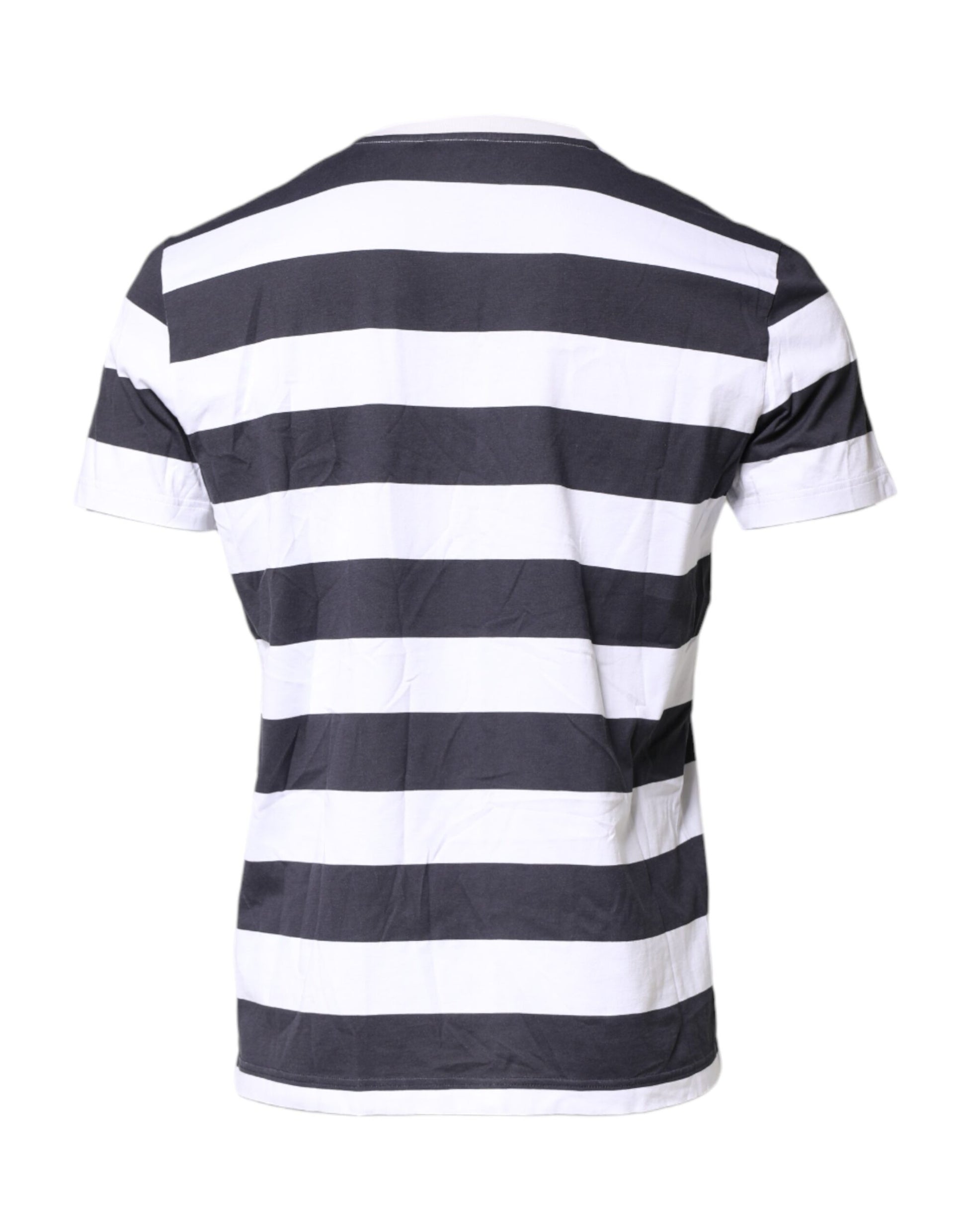 Blue White Striped DG MILANO Crew Neck T-shirt