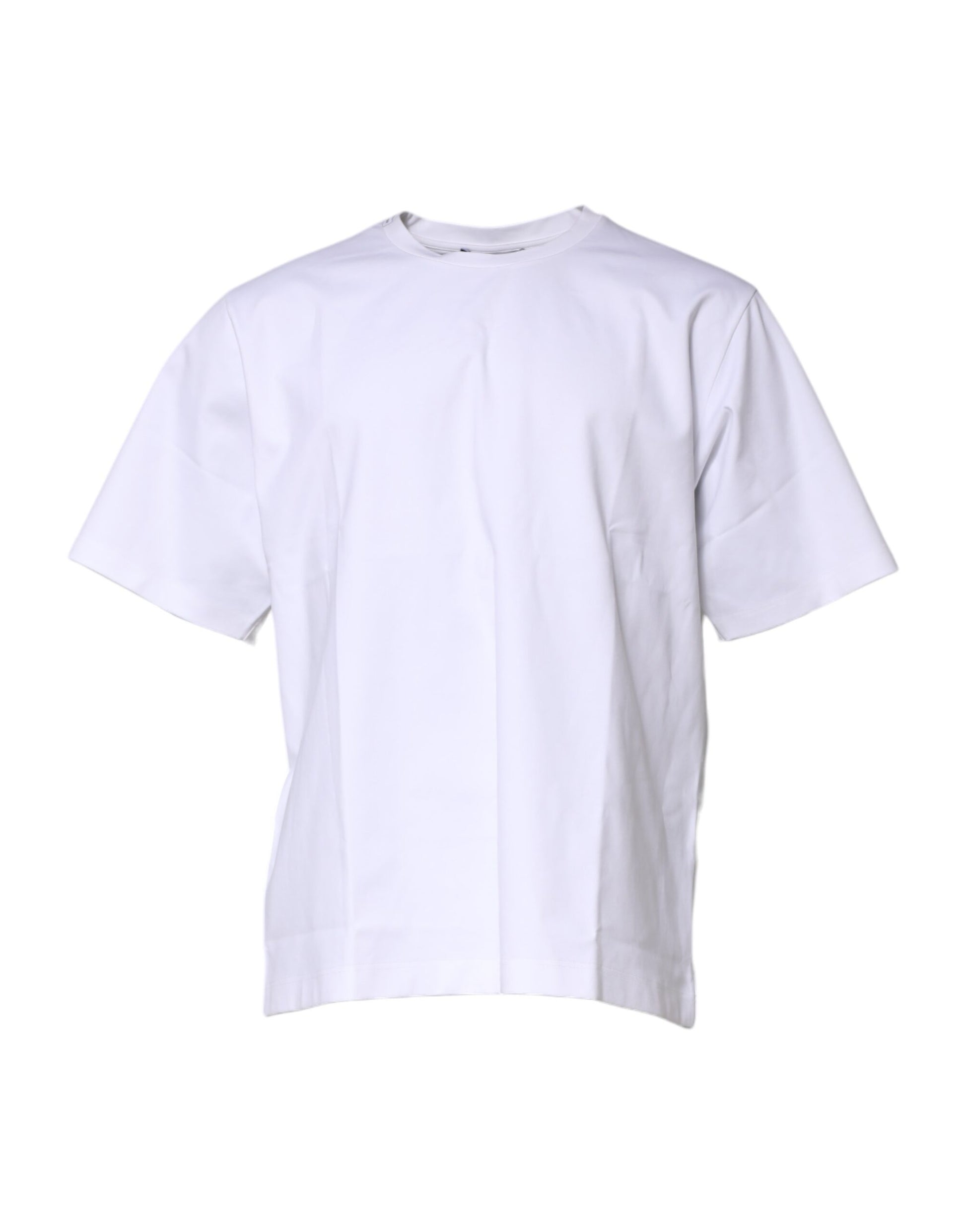 Camiseta blanca de algodón de manga corta y cuello redondo