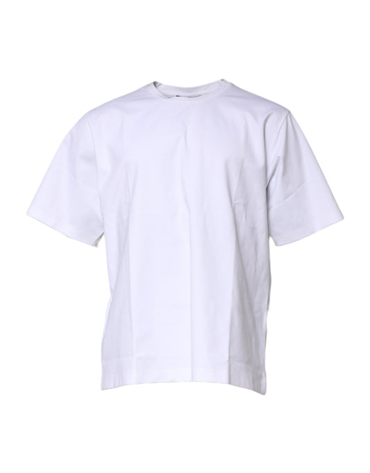 Camiseta blanca de algodón de manga corta y cuello redondo