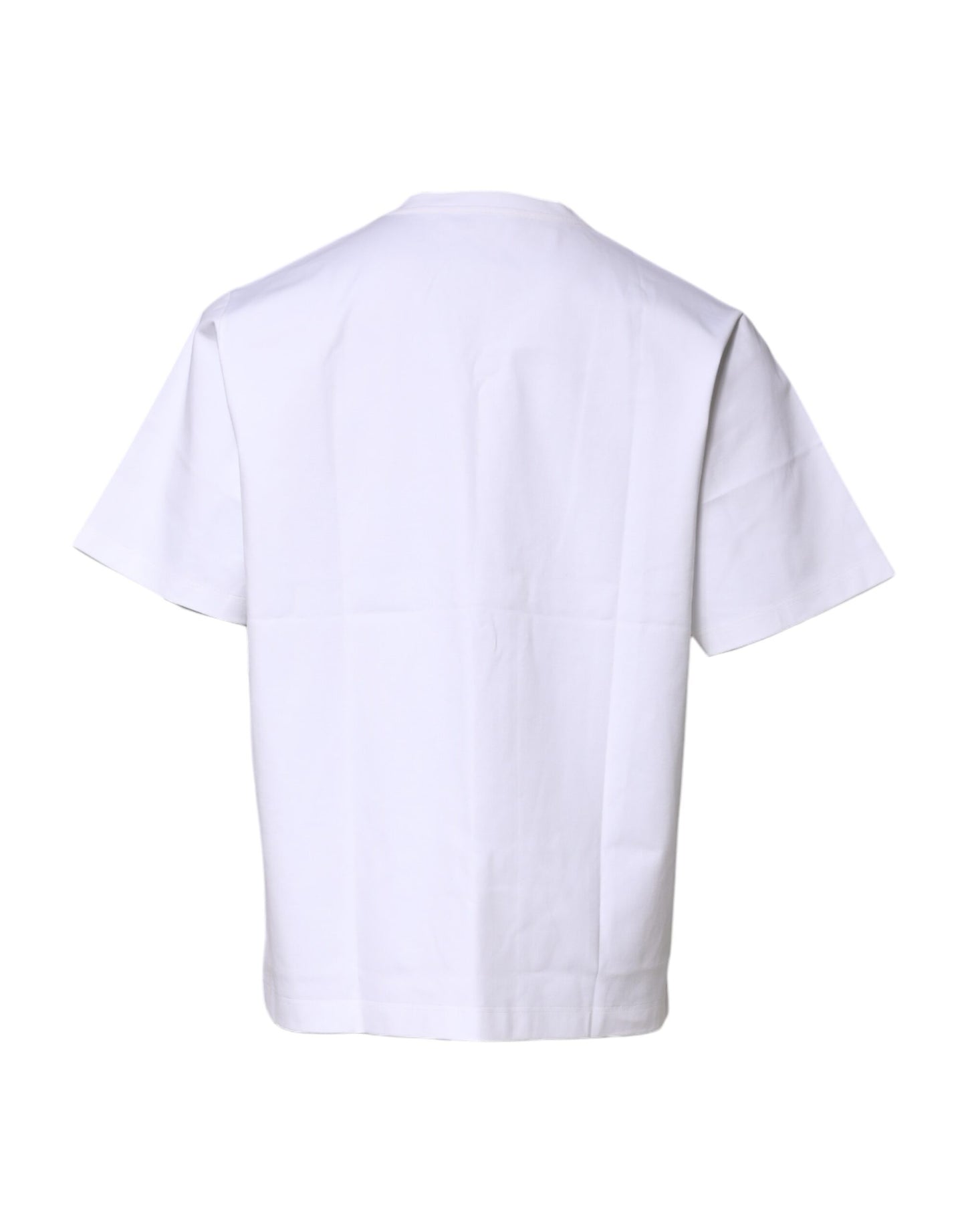 Camiseta blanca de algodón de manga corta y cuello redondo