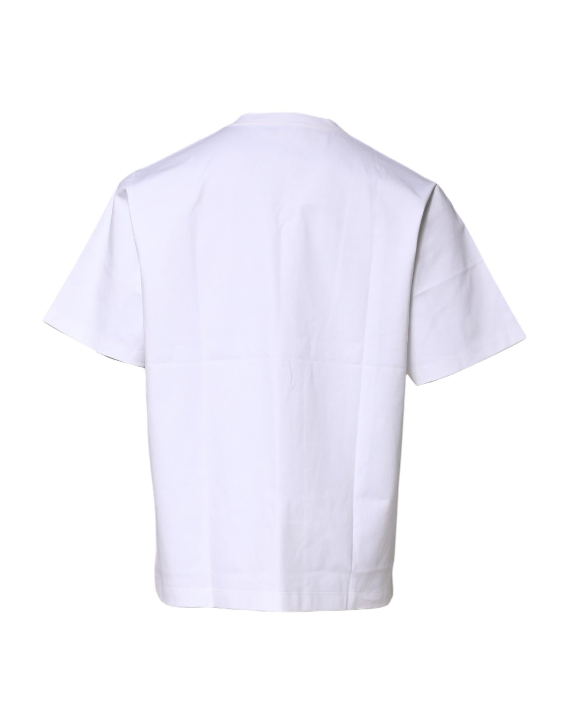 Camiseta blanca de algodón de manga corta y cuello redondo