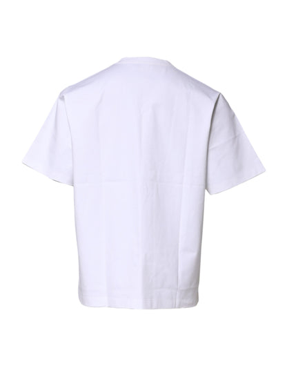 Camiseta blanca de algodón de manga corta y cuello redondo