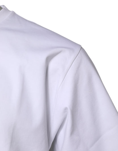 Camiseta blanca de algodón de manga corta y cuello redondo