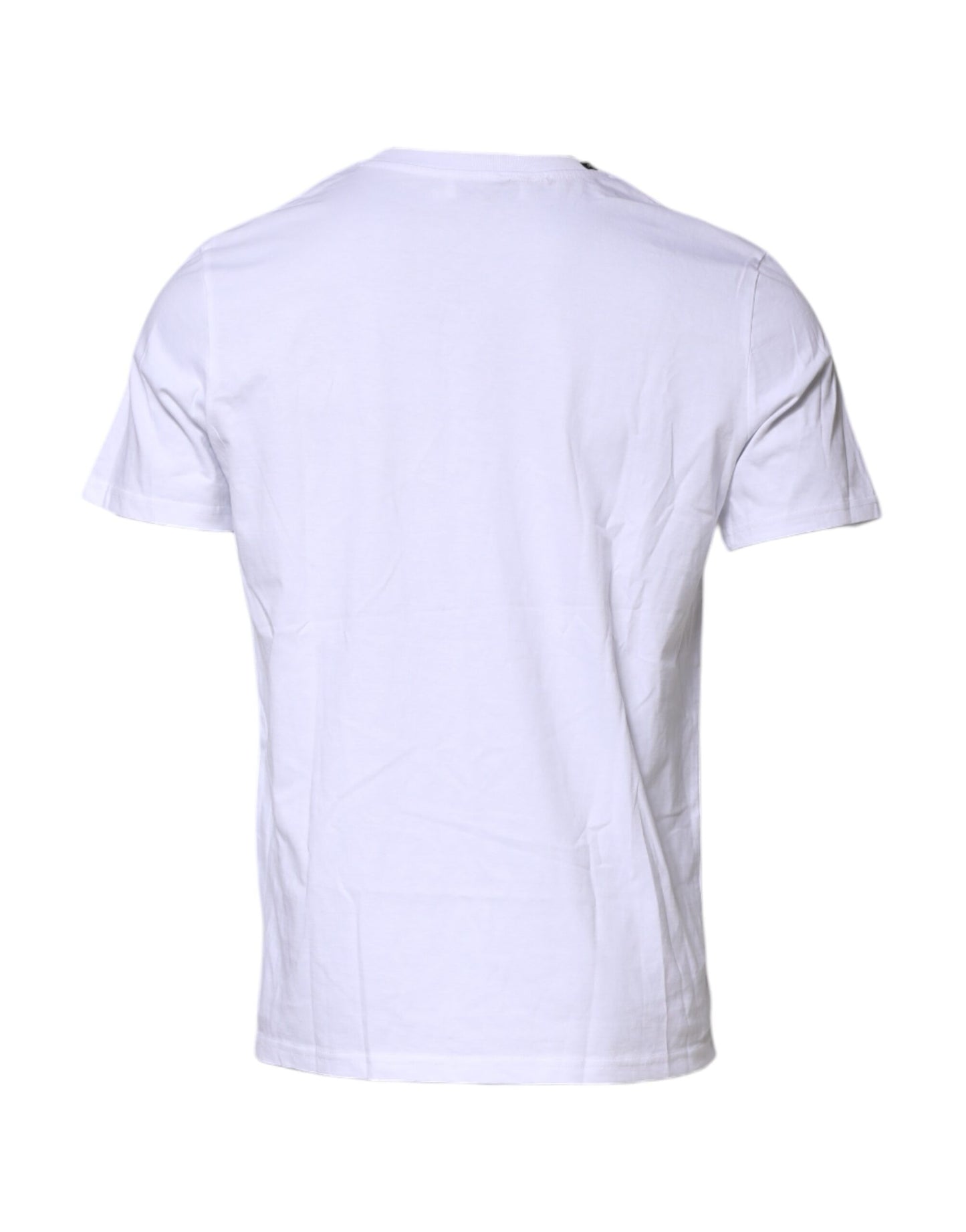 Camiseta blanca de algodón de manga corta y cuello redondo