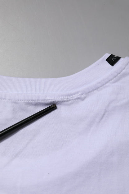 Camiseta blanca de algodón de manga corta y cuello redondo
