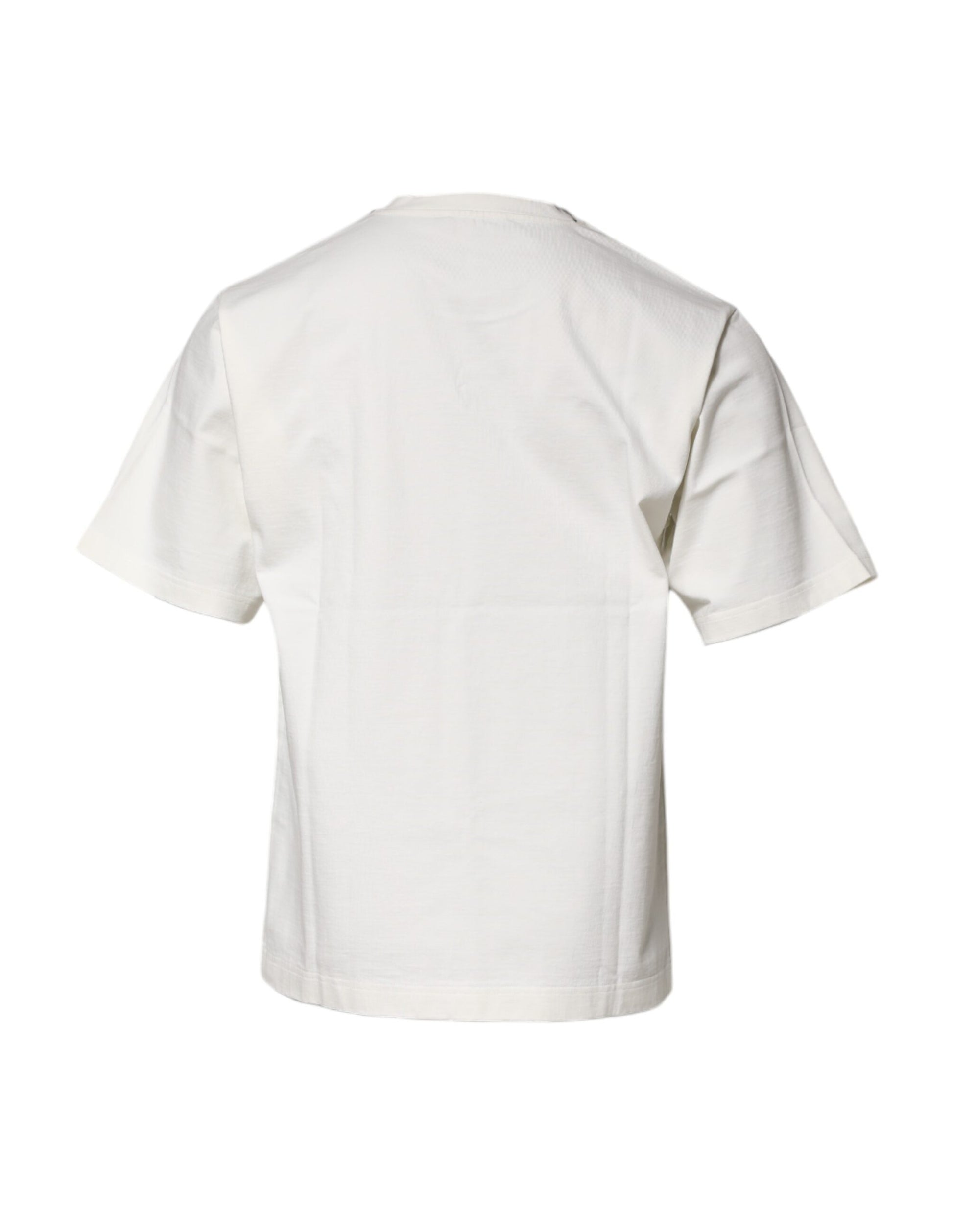 White Cotton DG Logo Print Round Neck T-shirt