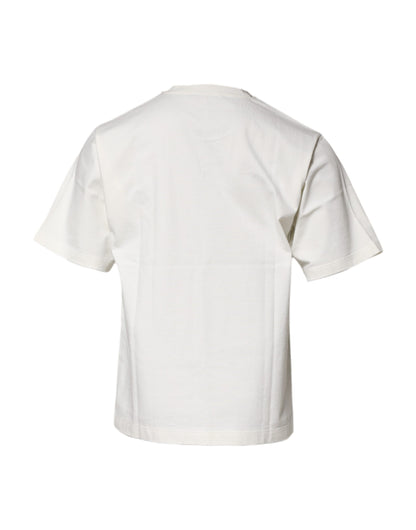 White Cotton DG Logo Print Round Neck T-shirt