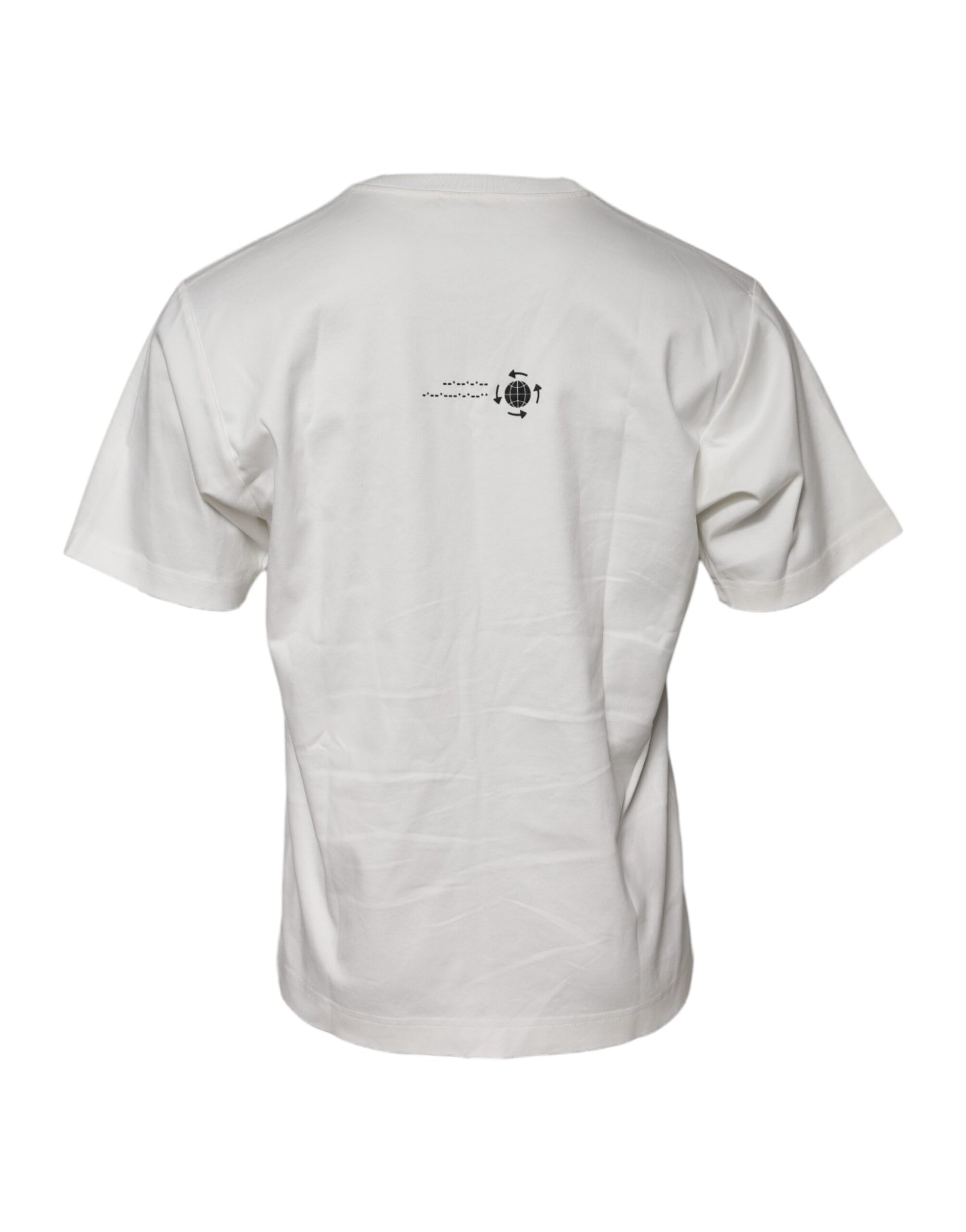 White Cotton DG Embroidery Round Neck T-shirt