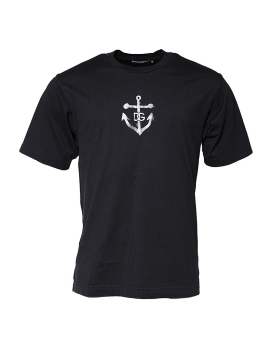 Black DG Anchor Print Crew Neck T-shirt