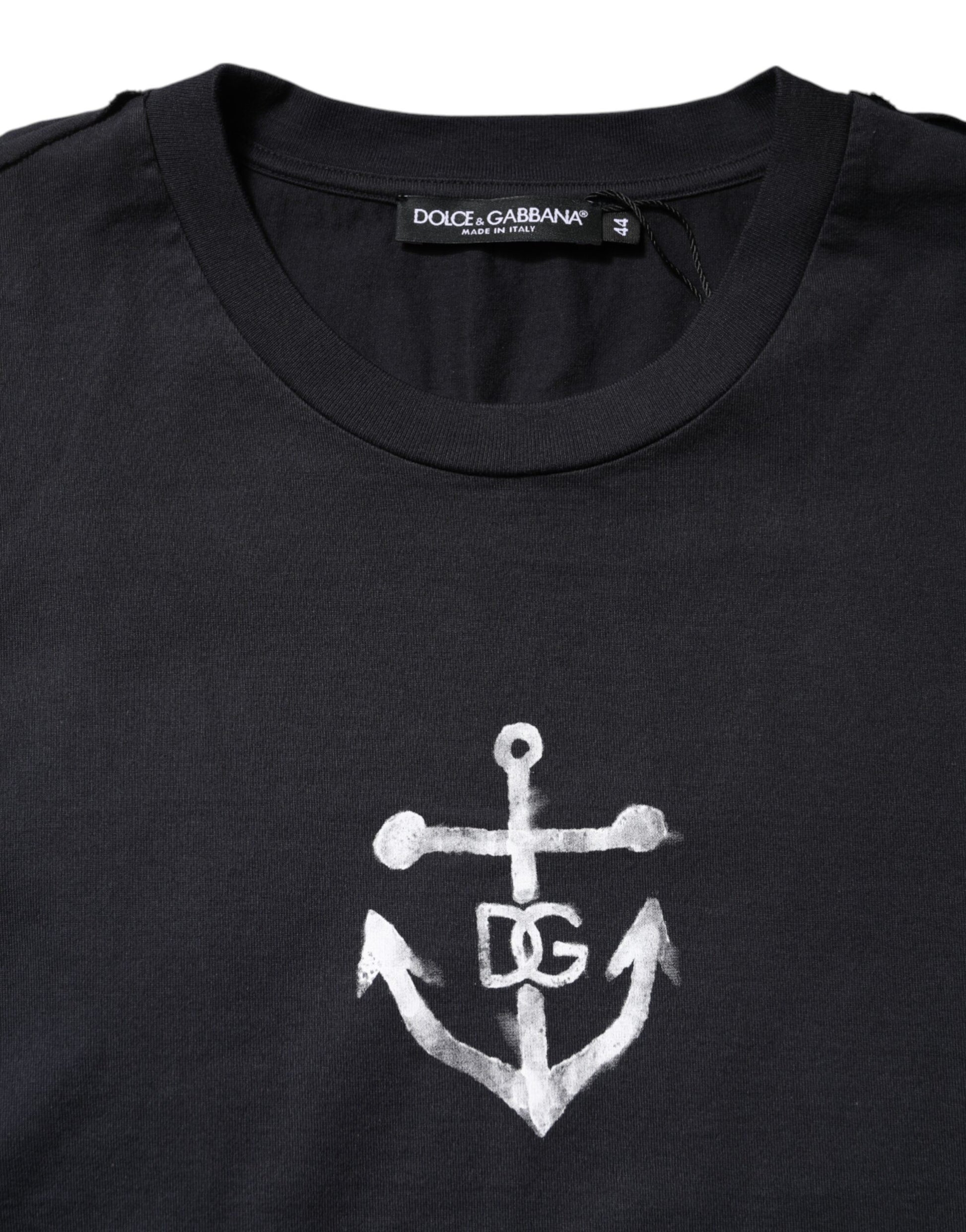 Black DG Anchor Print Crew Neck T-shirt