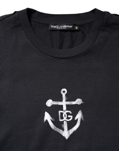 Black DG Anchor Print Crew Neck T-shirt