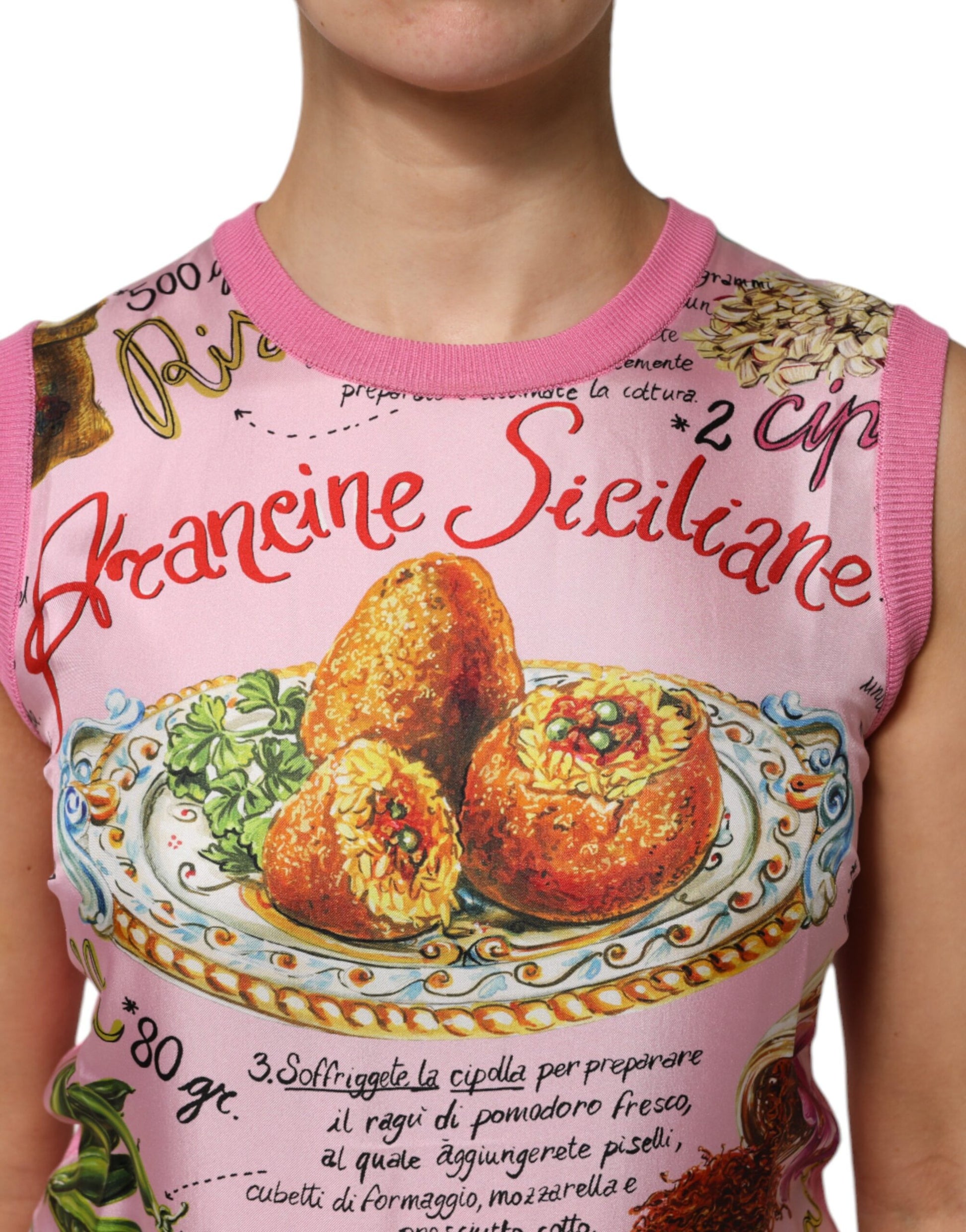 Pink Silk Araneine Siciliana Sleeveless Top