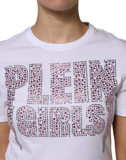 White Embellished CrewNeck Short Sleeve T-shirt