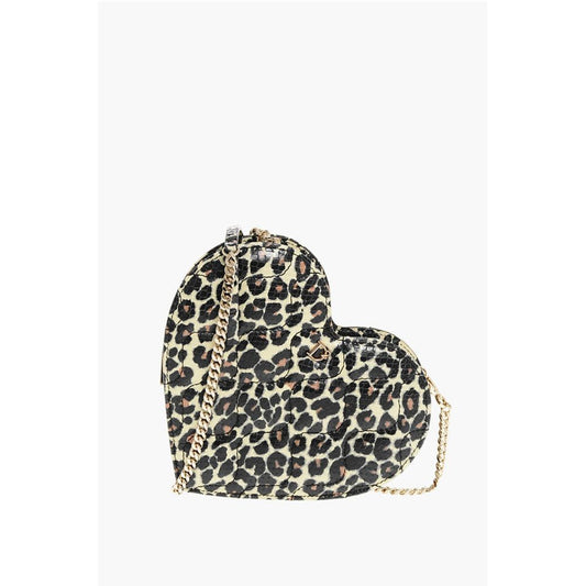 Animal Patterned Leather Heart-shaped Clutch