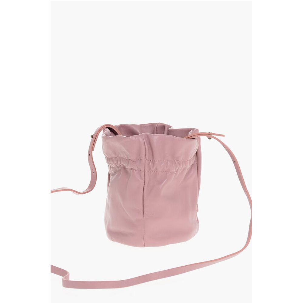 Leather Bucket Bag with Removable Shoulder Strap