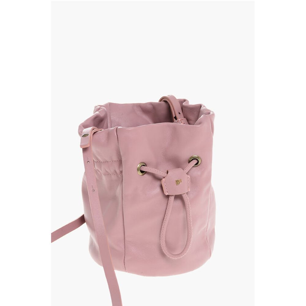Leather Bucket Bag with Removable Shoulder Strap