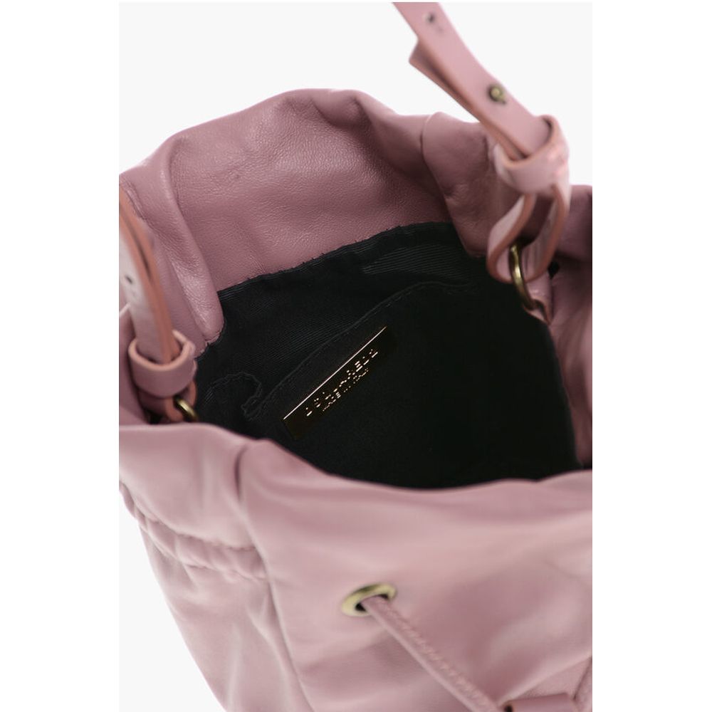 Leather Bucket Bag with Removable Shoulder Strap