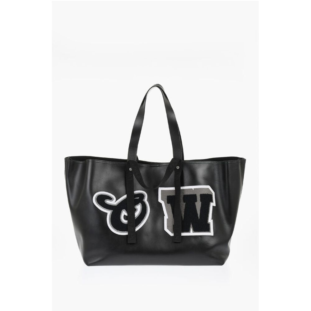 Leather DAY OFF VARSITY Weekend Bag with Contrasting Patches