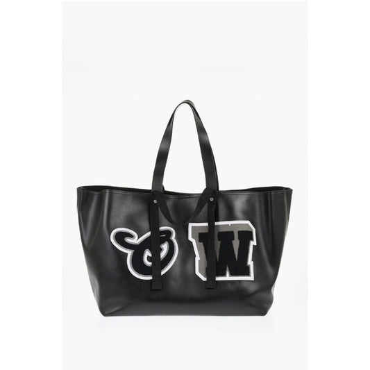 Leather DAY OFF VARSITY Weekend Bag with Contrasting Patches