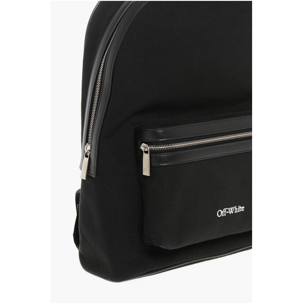 Solid Color Canvas Backpack with Embroidered Logo