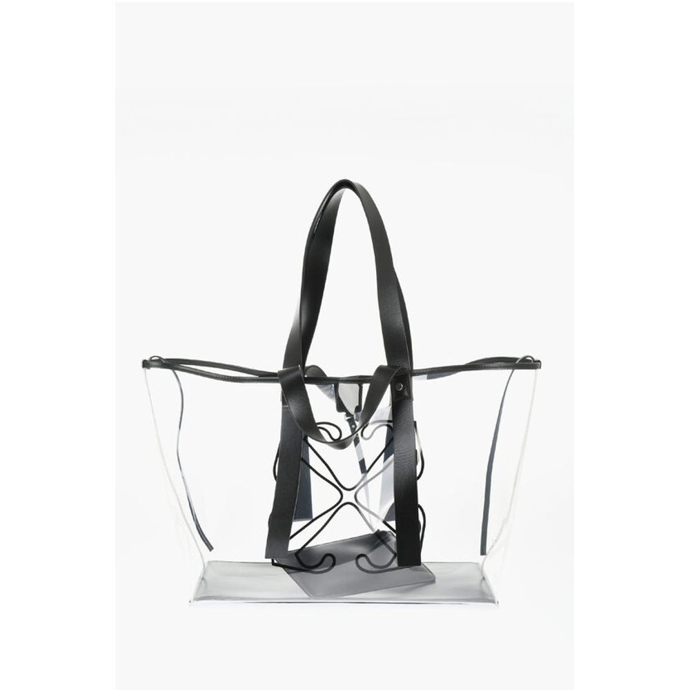 See-Through Pvc Tote Bag with Leather Details