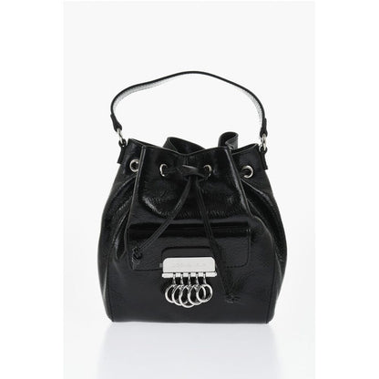 Vinil Leather Bucket Bag with Metallic Detail
