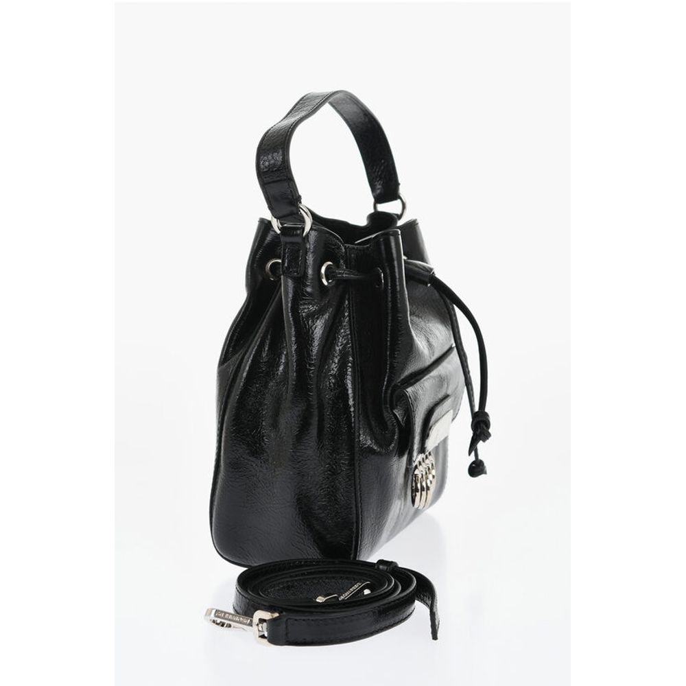 Vinil Leather Bucket Bag with Metallic Detail