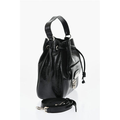 Vinil Leather Bucket Bag with Metallic Detail