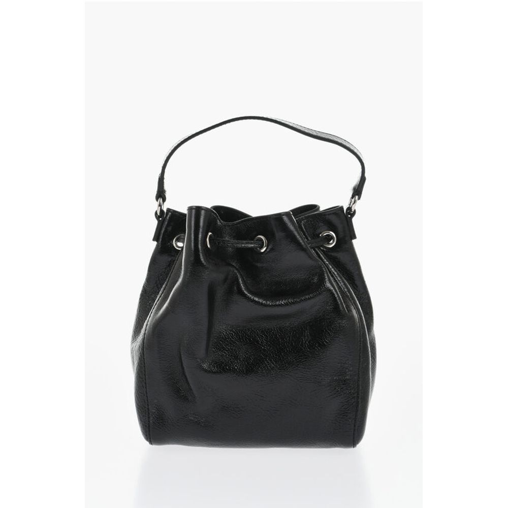 Vinil Leather Bucket Bag with Metallic Detail