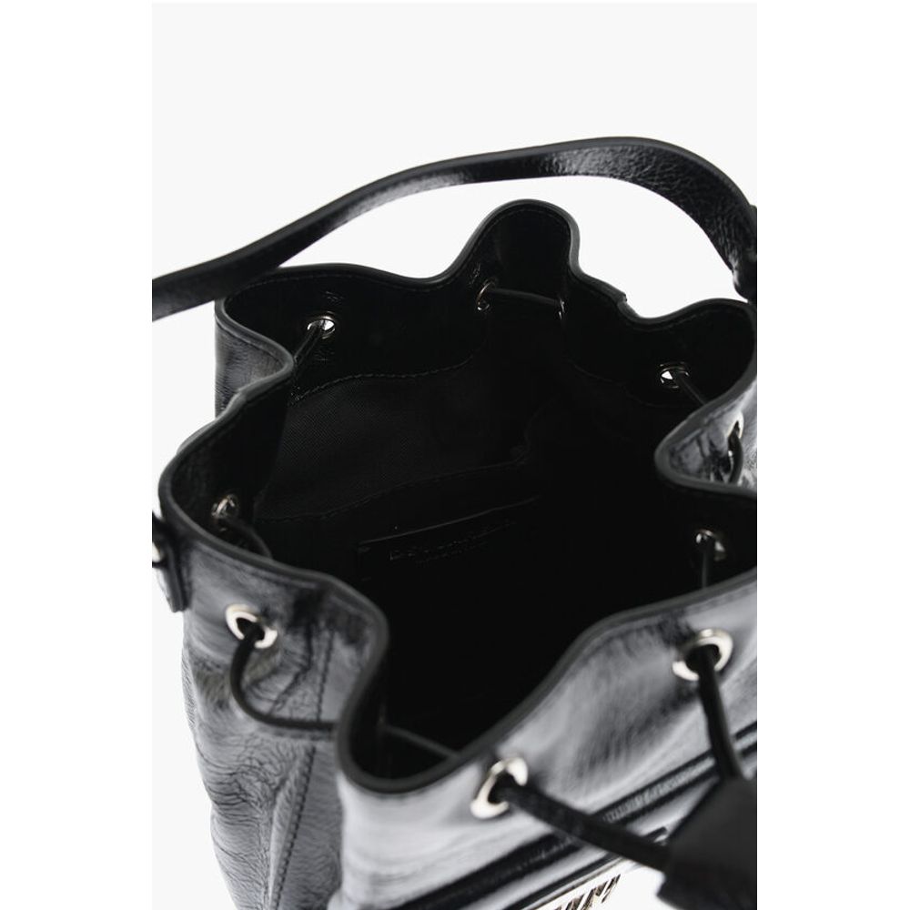 Vinil Leather Bucket Bag with Metallic Detail