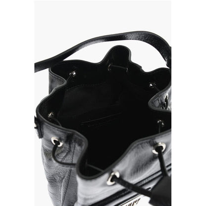 Vinil Leather Bucket Bag with Metallic Detail