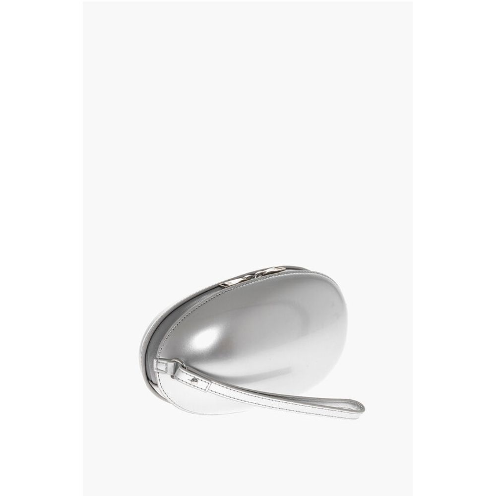 Oval Shaped Rigid 1-DR FOLD Clutch Bag with Embossed Oval D