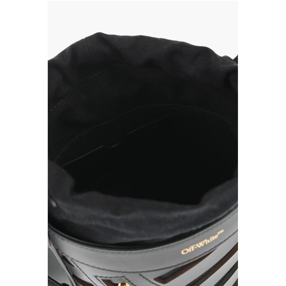 Leather CUT-OUT DIAG Bucket Bag with Drawstring