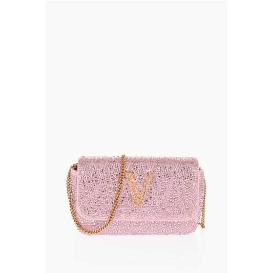 Rhinestone Shoulder Bag with Golden-Effect Monogram
