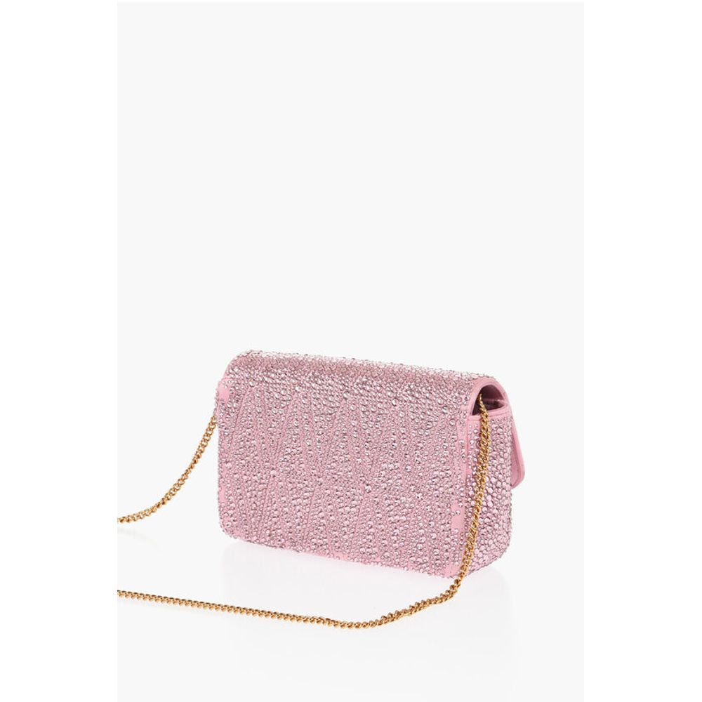 Rhinestone Shoulder Bag with Golden-Effect Monogram