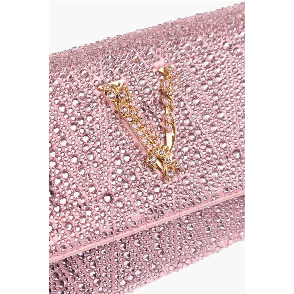 Rhinestone Shoulder Bag with Golden-Effect Monogram