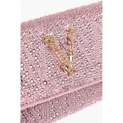 Rhinestone Shoulder Bag with Golden-Effect Monogram