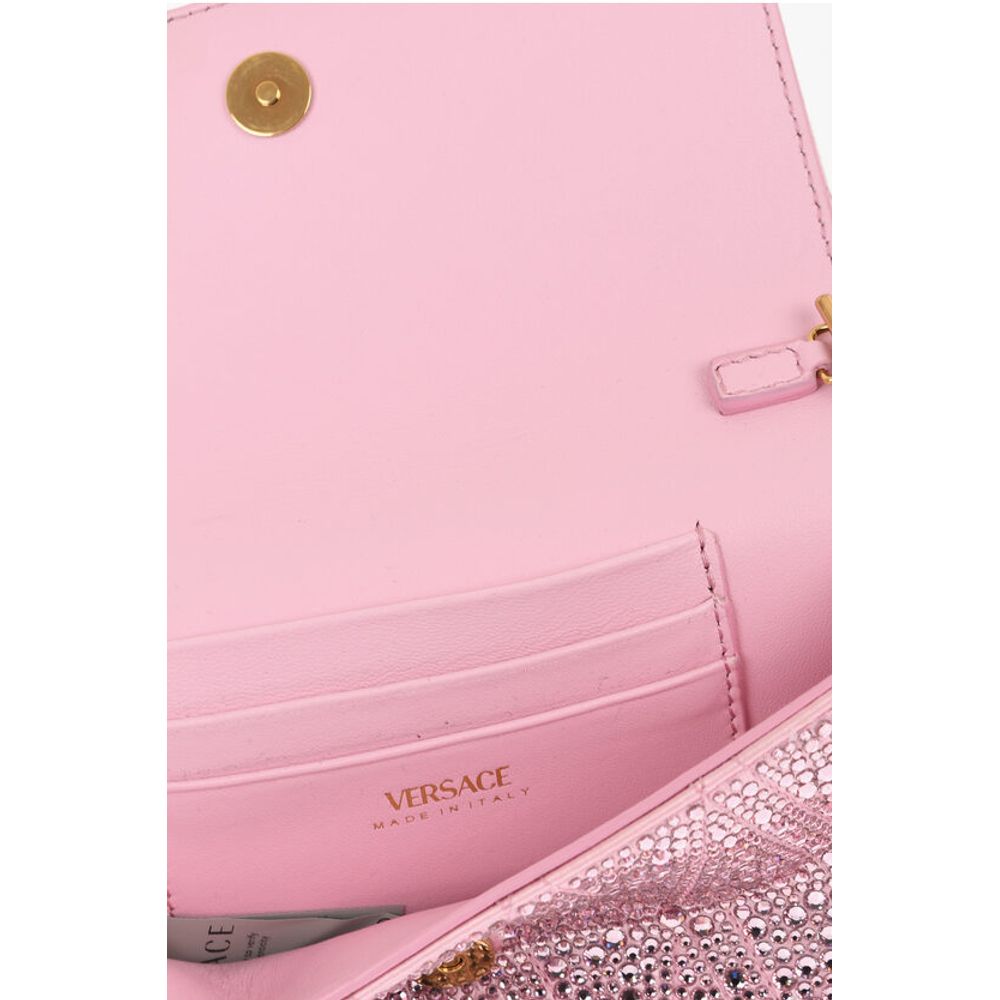 Rhinestone Shoulder Bag with Golden-Effect Monogram