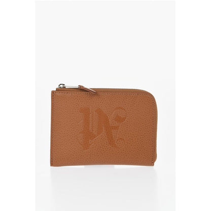 Textured Leather Wallet with Zip Closure