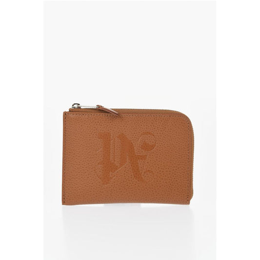 Textured Leather Wallet with Zip Closure
