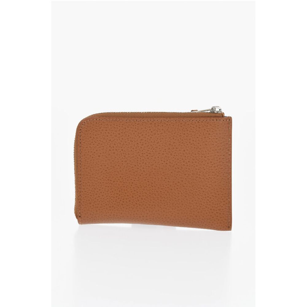 Textured Leather Wallet with Zip Closure