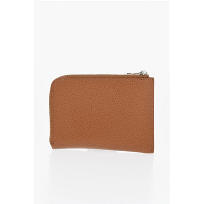 Textured Leather Wallet with Zip Closure
