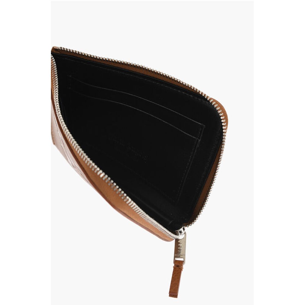 Textured Leather Wallet with Zip Closure