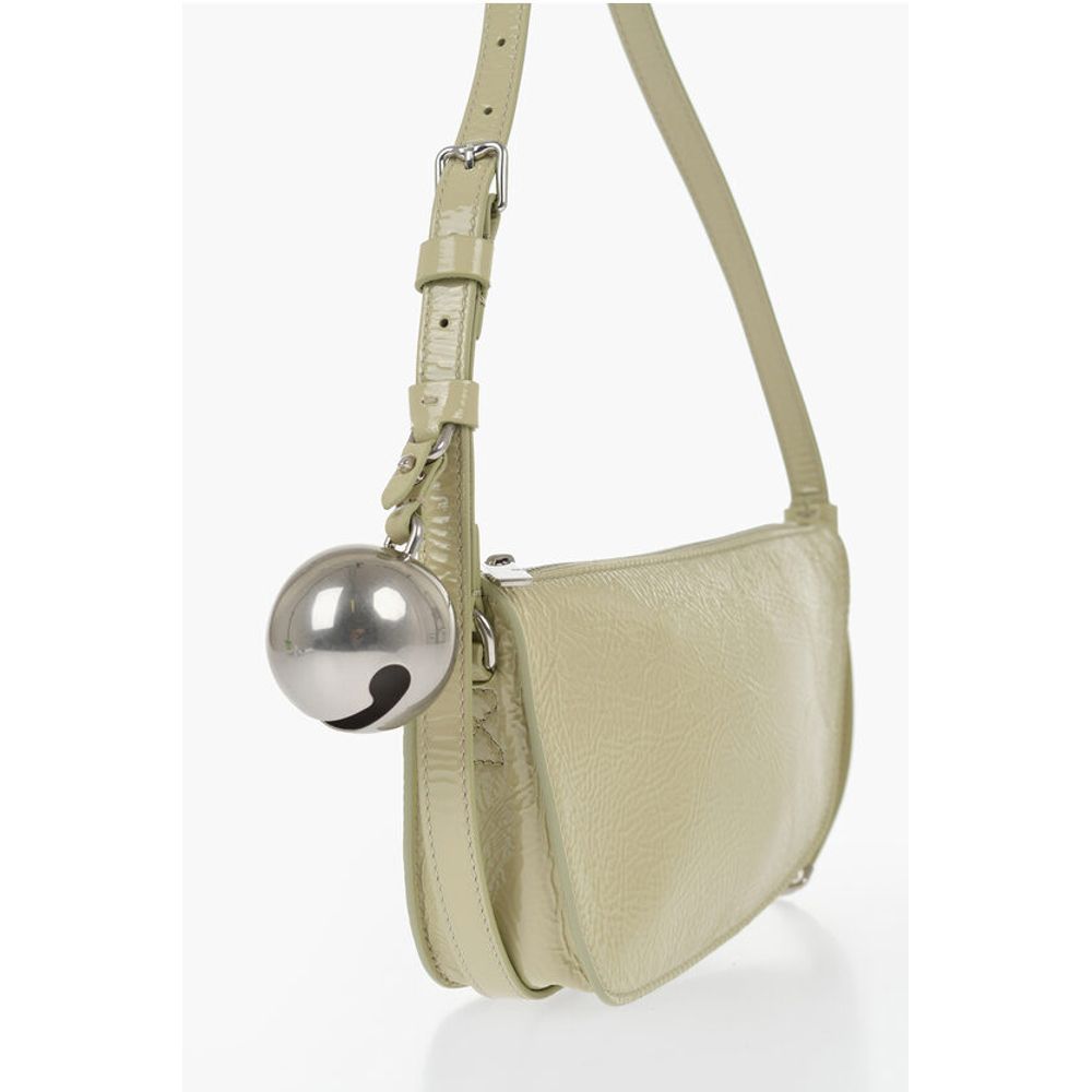 Patent Leather SHIELD SLING Shoulder Bag with Silver-Tone Ch