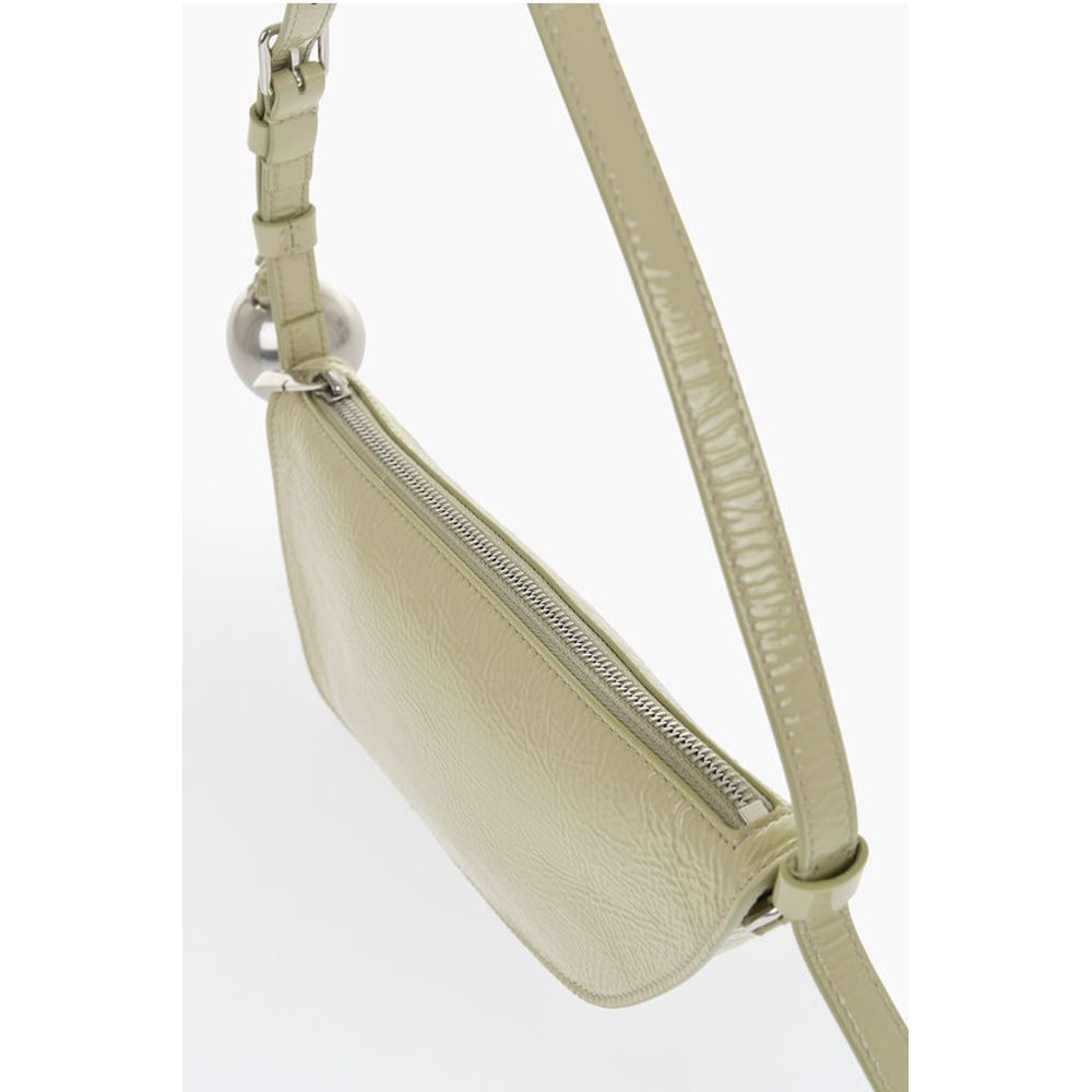 Patent Leather SHIELD SLING Shoulder Bag with Silver-Tone Ch