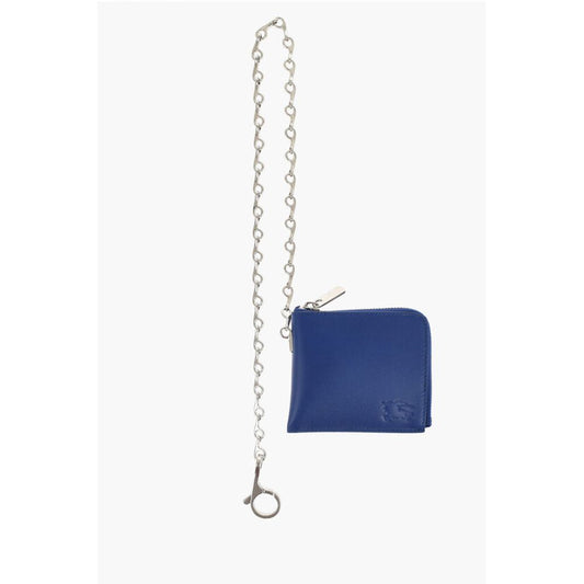 Leather Wallet with Silver-Tone Chain