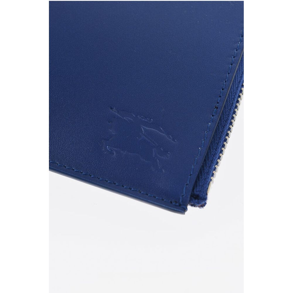 Leather Wallet with Silver-Tone Chain