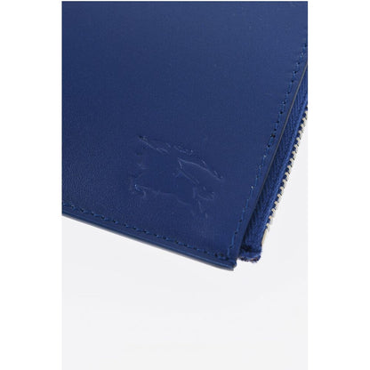 Leather Wallet with Silver-Tone Chain