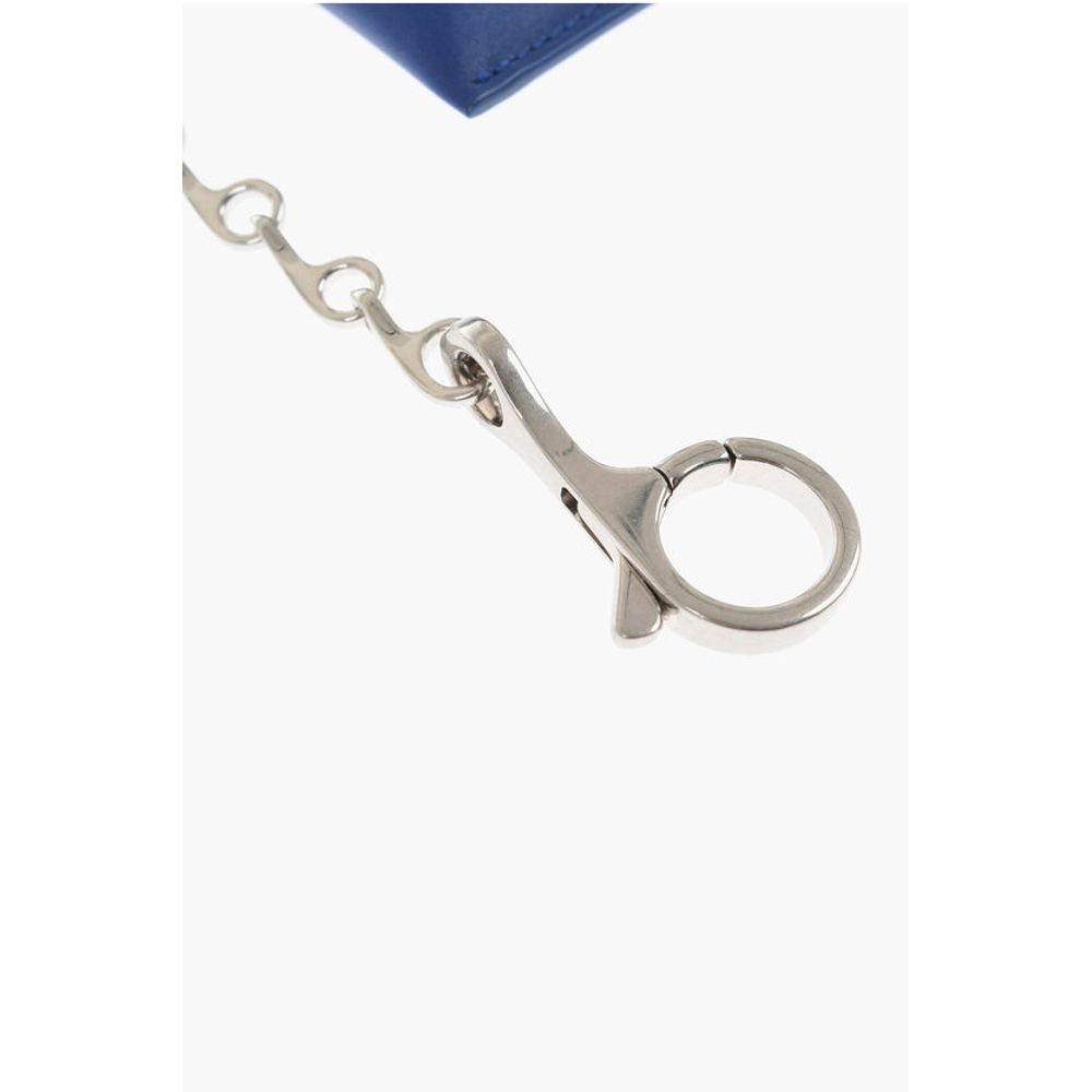 Leather Wallet with Silver-Tone Chain