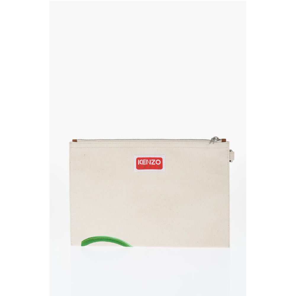 Cotton Twill Pouch With Embroidery